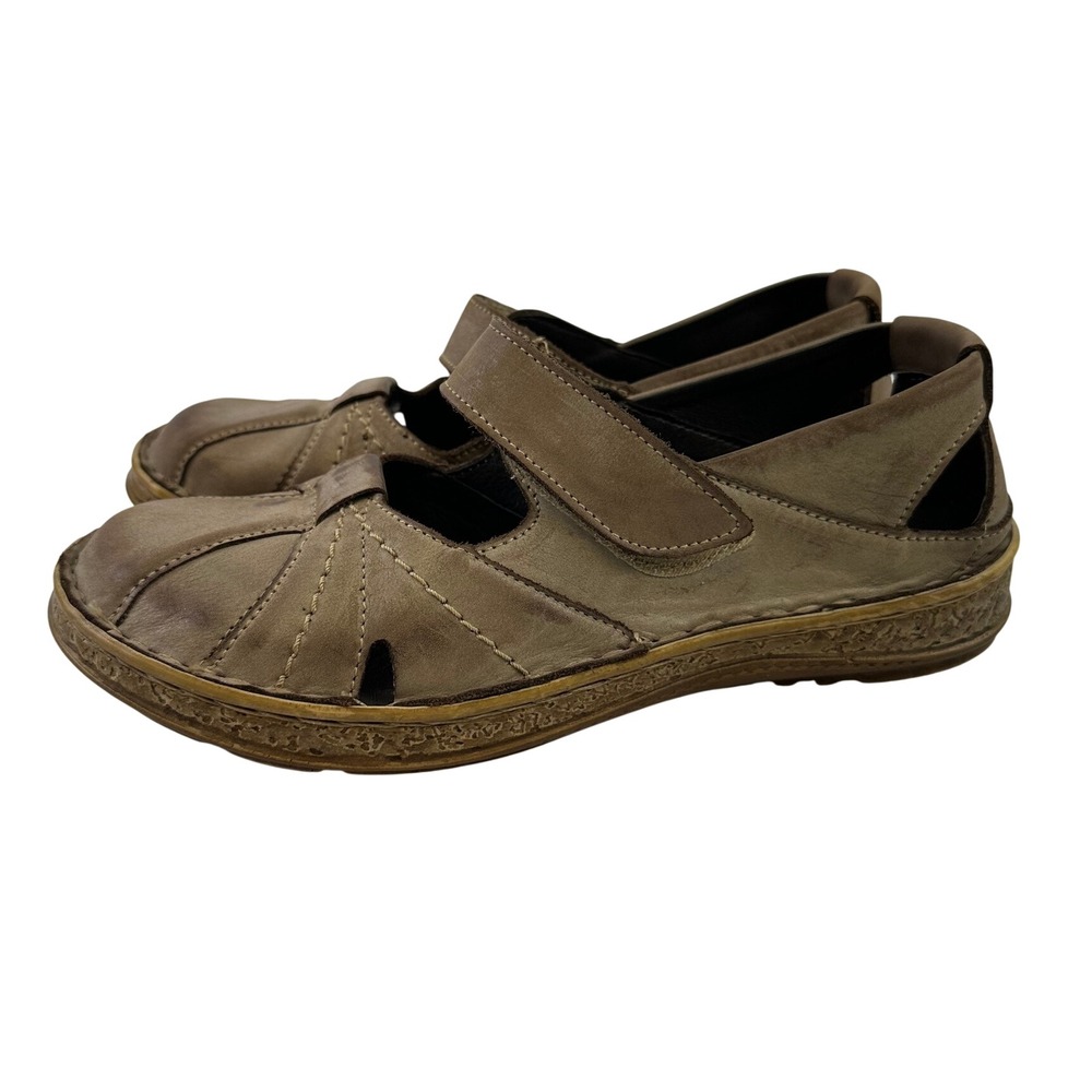 V Italia 1705 Genova Mary Jane Flat Taupe Brown Leather Comfort Womens 39 8-8.5